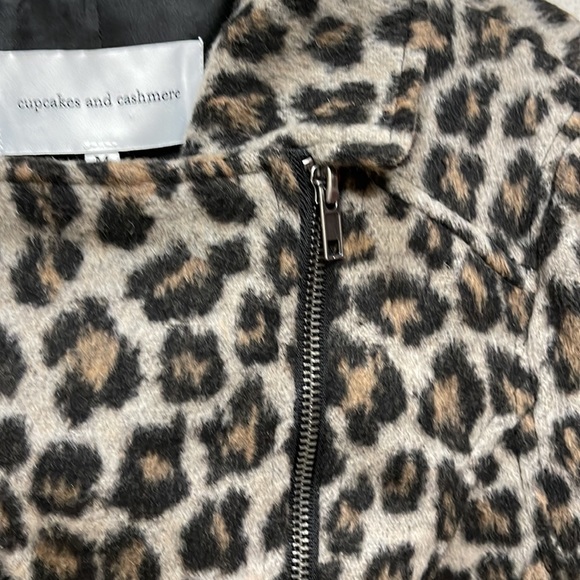 Cupcakes and Cashmere Wool Blend Leopard Print Sz Small Zippered lined Jacket - Picture 4 of 11